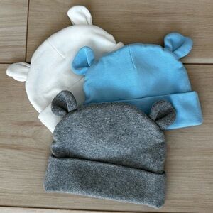 Newborn Hat Set - Blue, Gray, and White